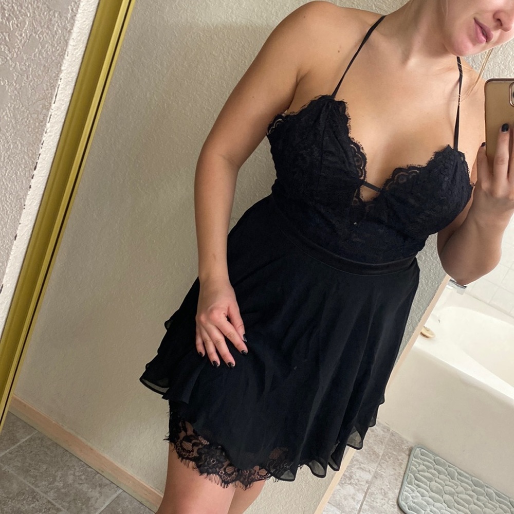 BEBE Romantic Lace Cocktail Dress